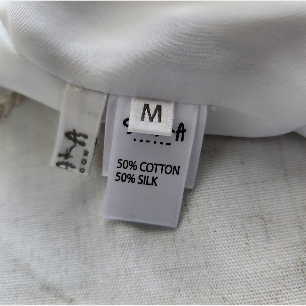 SHAKA‎ Thai Designer Cotton Silk Abstract Floral Dress Medium Sleeveless Ruffle - Picture 3 of 8